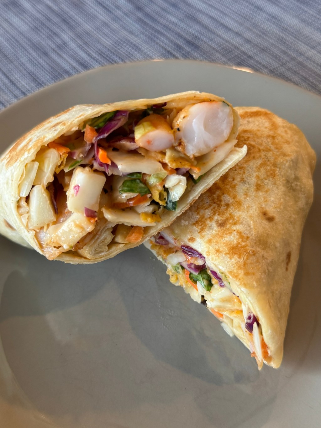 Chipotle shrimp salad wraps.