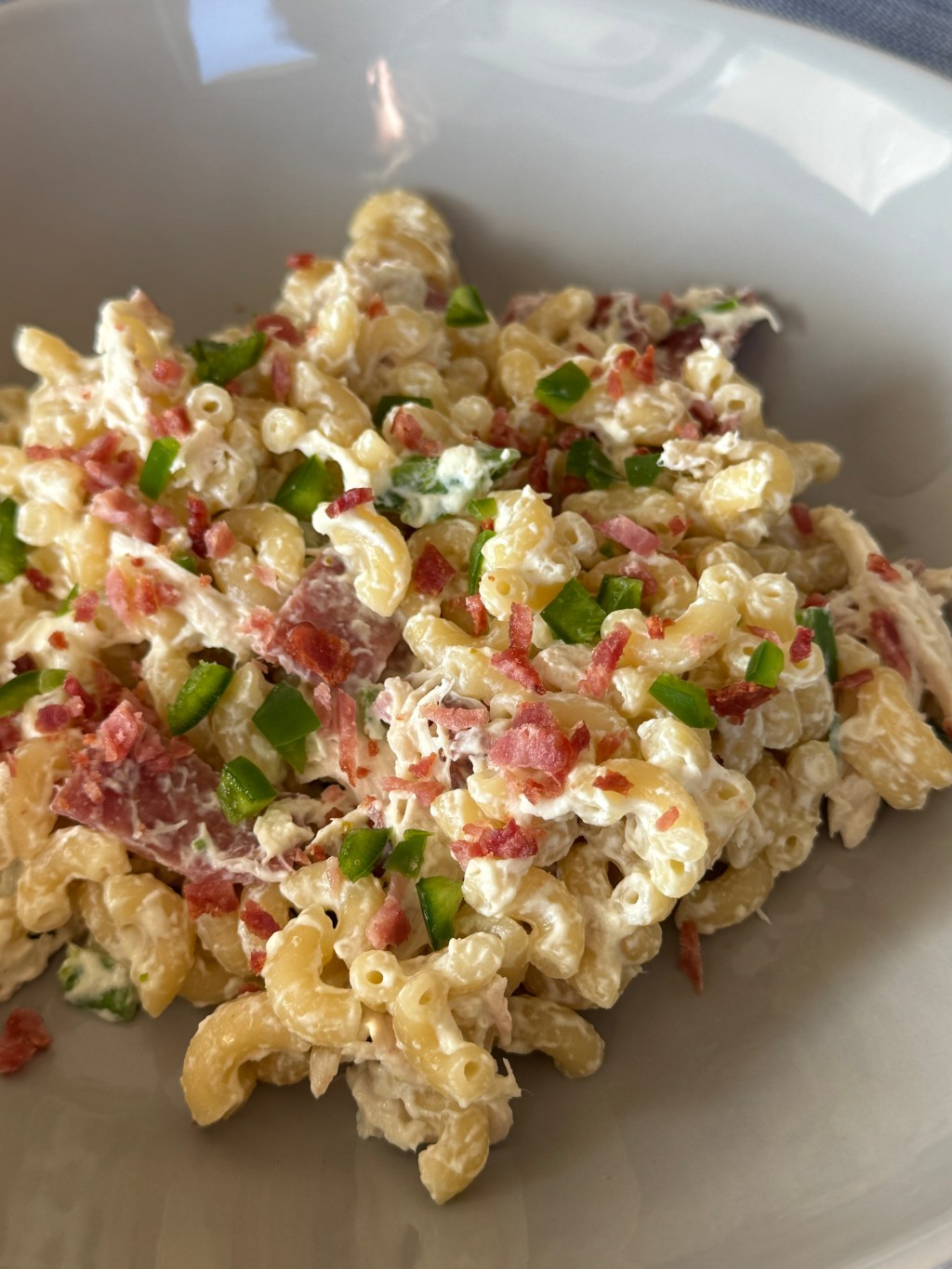 Protein packed jalapeno bacon mac and cheese