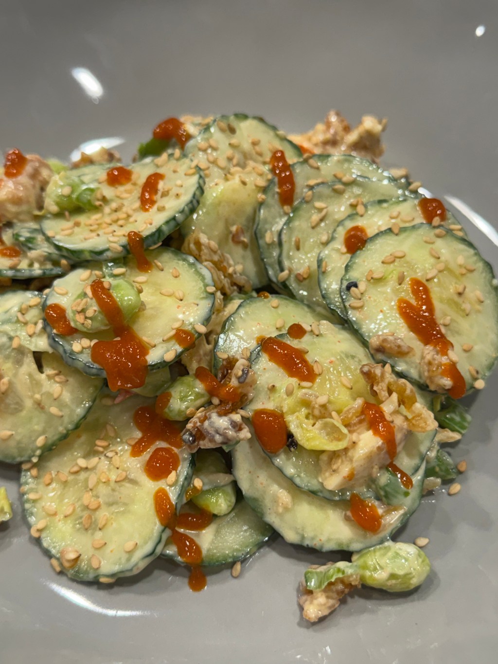 Spicy Cucumber Salad with crispy rice