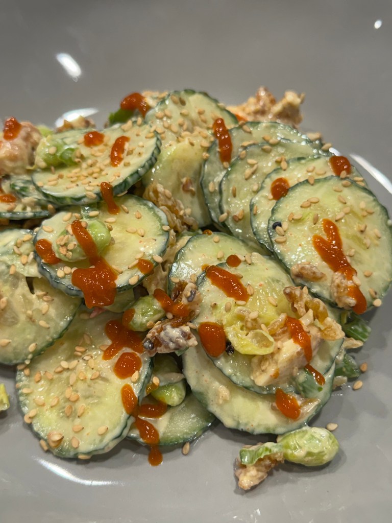 Crispy Rice Cucumber Salad with Sweet Chili Chicken (High-Protein &&nbsp;Crunchy)